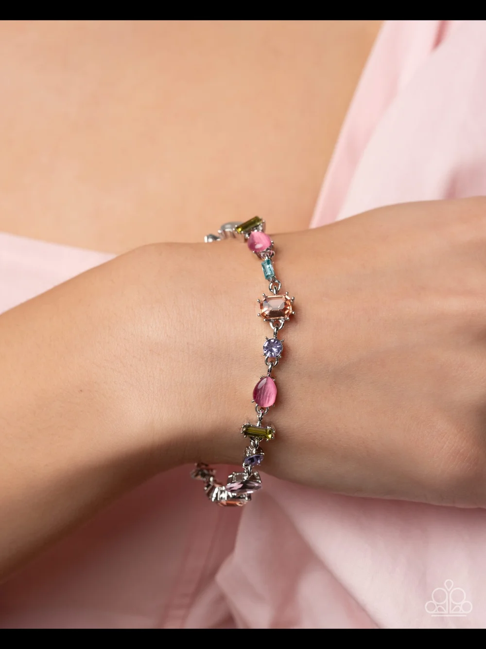 Generous Gigue Multicolor Crystal Link Necklace and Bracelet Set - Women Jewelry
